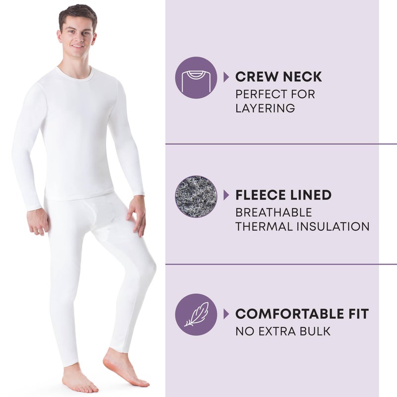 Rocky Thermal Underwear Men Long Johns Men Thermal Underwear Thermals Mens Base Layer Mens Thermals Top and Bottom Set (White, XX-Large, Standard Weight - 185 GSM, One Pack) - Image 2
